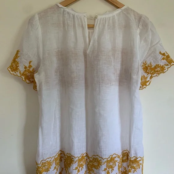 Loft Anne Taylor | Embroidered Blouse | white and yellow floral | size small - Picture 5 of 5